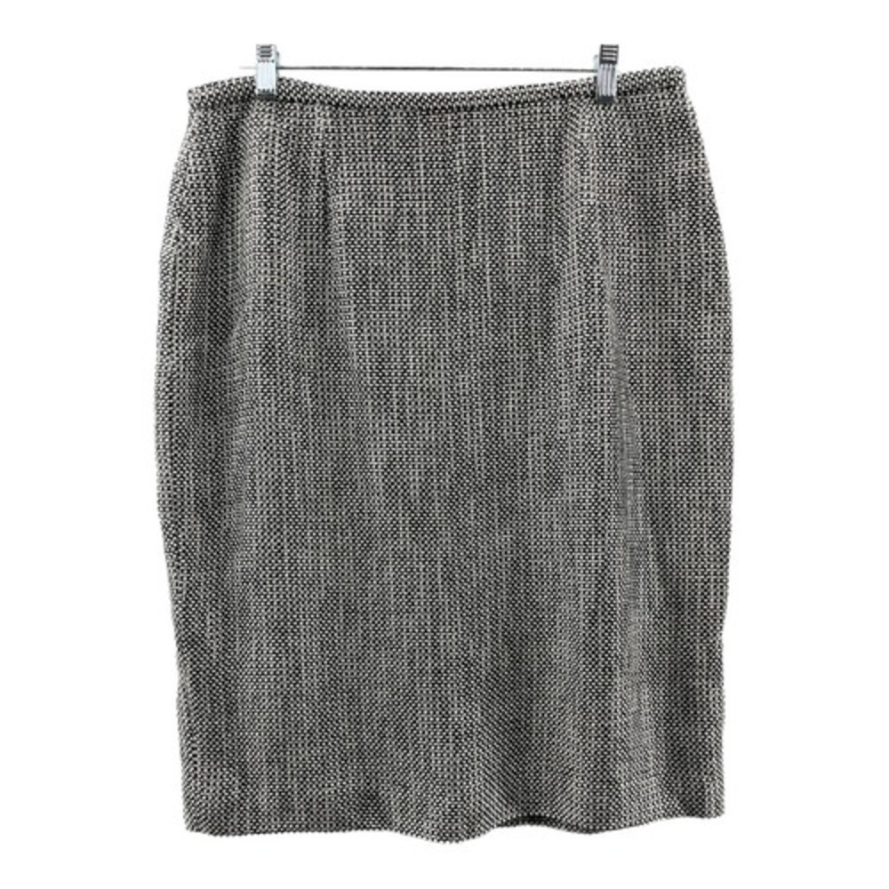 Talbots Pencil Skirt Women 14 Black White‎ Excellent Basketweave Tweed